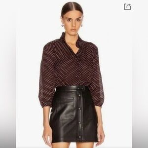 Frame blouse black w/ red hearts and ruffled color